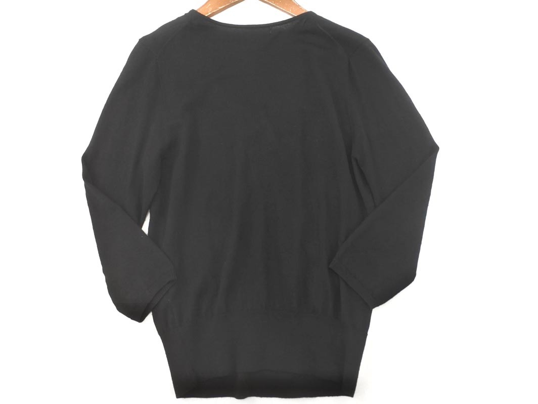 ネコポスOK 自由区 ウール100% フロント ギャザー ニット セーター size38/黒 ◇■ ☆ fib0 レディース_画像4