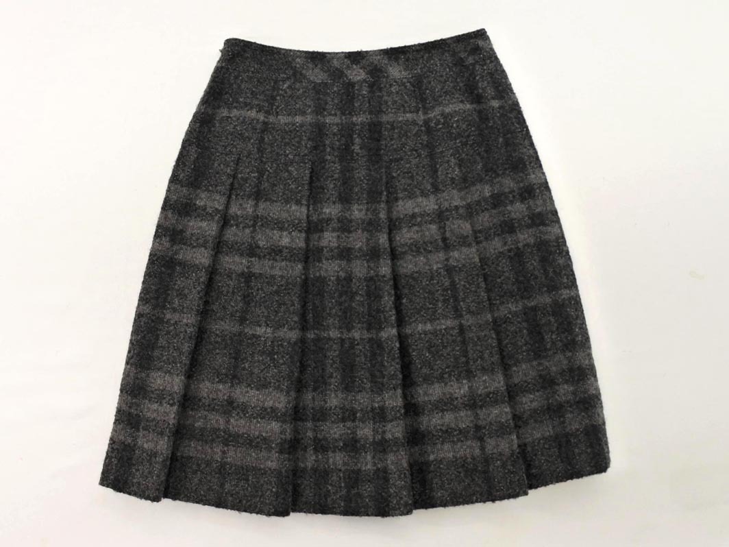 BURBERRY バーバリー ウール混 チェック Aライン 臺形 スカート size36/グレー ◇■ ☆ fia9 レディース