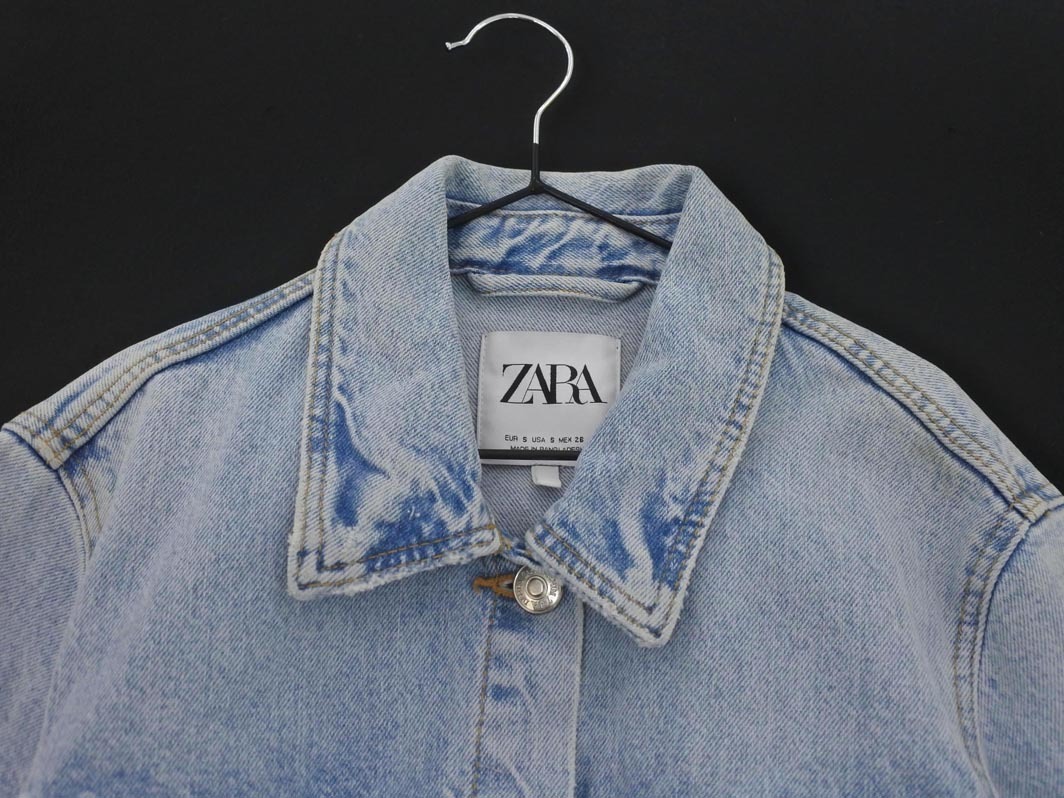 ZARA ザラ ダメージ加工 Gジャン デニム ジャケット sizeS/水色 ◇■ ☆ fib2 レディース_画像3