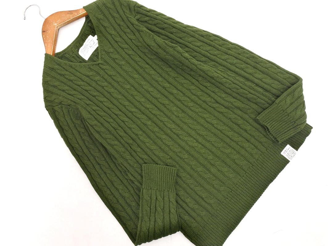 AZUL BY MOUSSY アズールバイマウジー Vネック ケーブル編み ニット セーター sizeS/カーキ ◇■ ☆ fib1 レディース_画像1