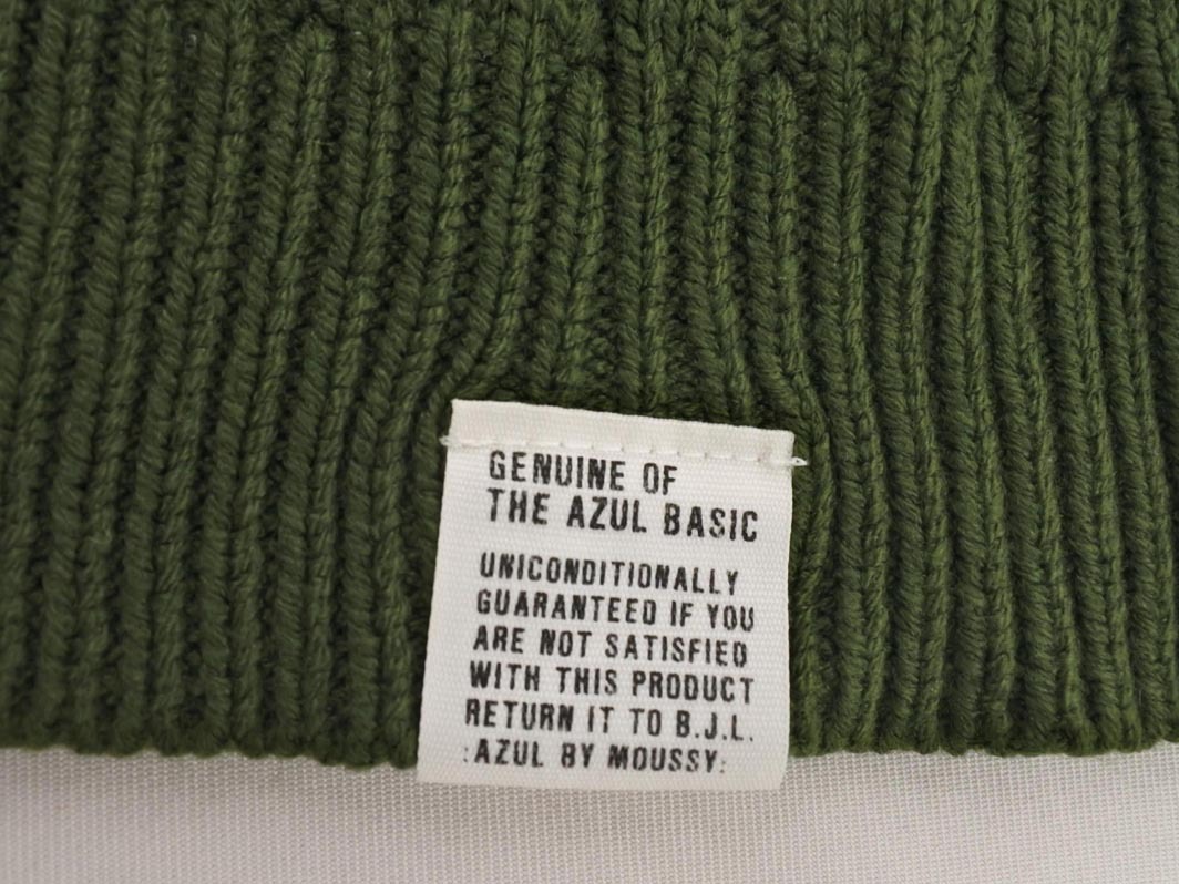 AZUL BY MOUSSY アズールバイマウジー Vネック ケーブル編み ニット セーター sizeS/カーキ ◇■ ☆ fib1 レディース_画像4