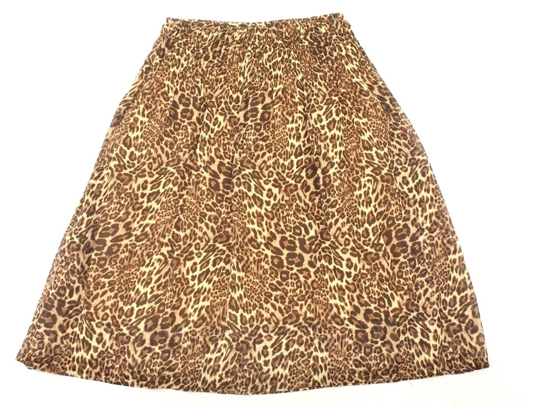 ネコポスOK 23區(qū) 大きいサイズ レオパード柄 ロング スカート size46/黒ｘ茶 ■■ ☆ fib1 レディース