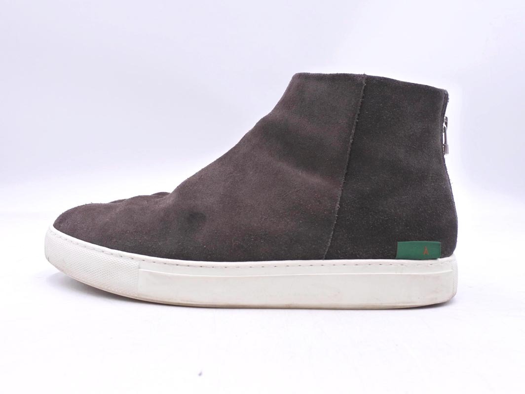 HALON ハロン ユナイテッドアローズ取扱 スウェード バックジップ ハイカット スニーカー size27/ダークブラウン ◇■◎ ☆ fib1 メンズ