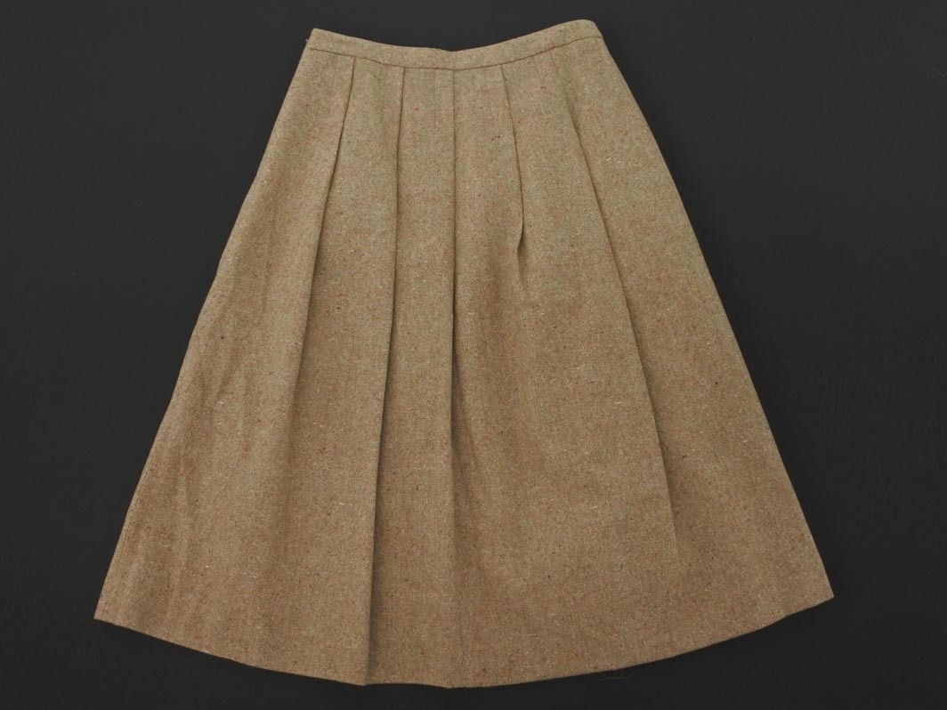 MELROSE メルローズ ウール混 ツイード タック Aライン 台形 スカート size4/ベージュ ◇■ ☆ fib1 レディース_画像5