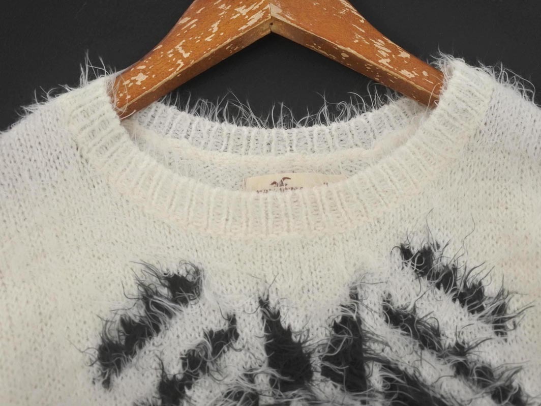 Hollister ホリスター シャギー ニット セーター sizeXS/白ｘ黒 ◇■ ☆ fib1 レディース_画像2