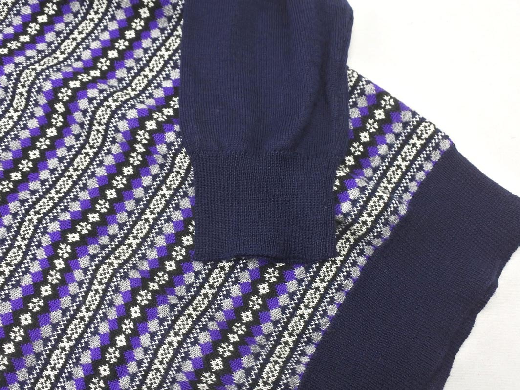 RAGEBLUE レイジブルー ウール混 切替 ニット セーター sizeM/紺x紫xグレー ◇■ ☆ fib6 メンズ_画像3