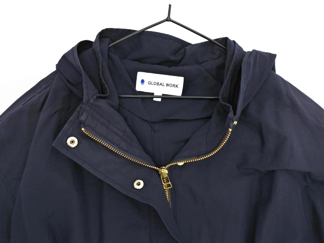 GLOBAL WORK グローバルワーク フード コート sizeM/紺 ◇■ ☆ fib6 レディース_画像4