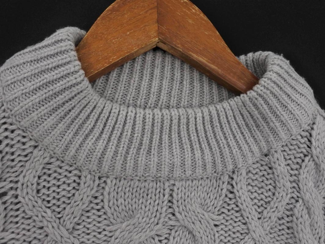 earth music&ecology アースミュージック&エコロジー ケーブル編み ニット セーター sizeF/グレー ◇■ ☆ fib6 レディース_画像2