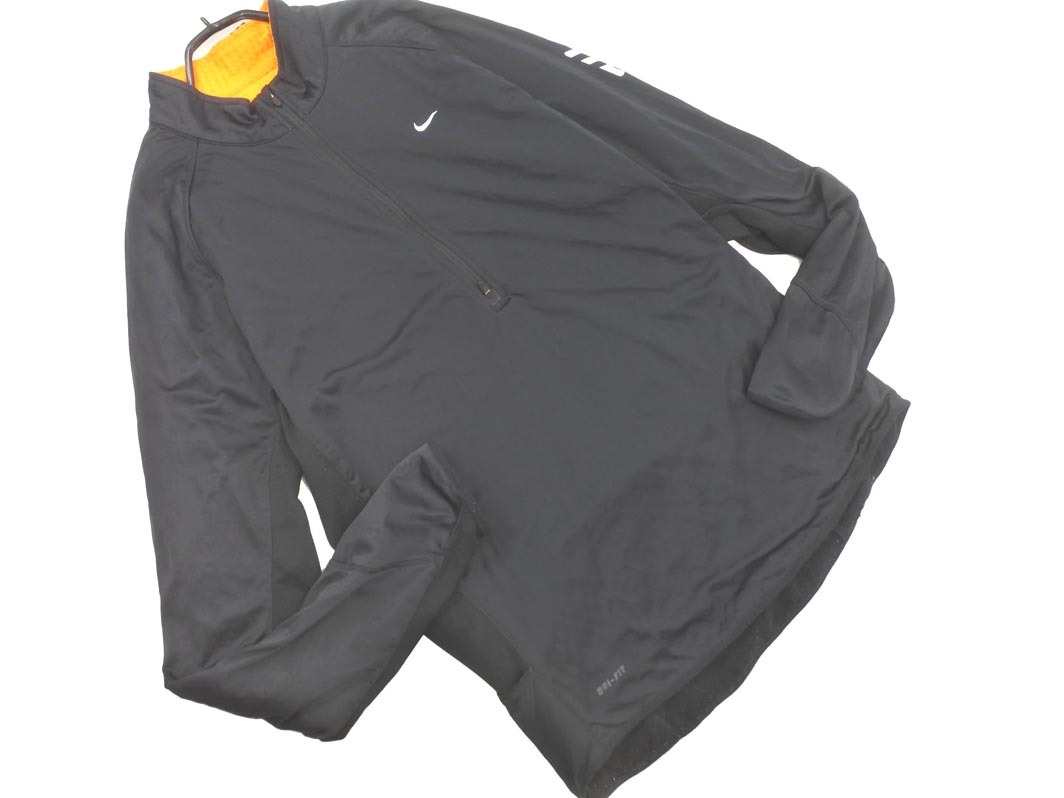 NIKE ナイキ 裏起毛 ロゴ プリント ハーフジップ カットソー sizeL/黒 ◇■ ☆ fib7 メンズ_画像1