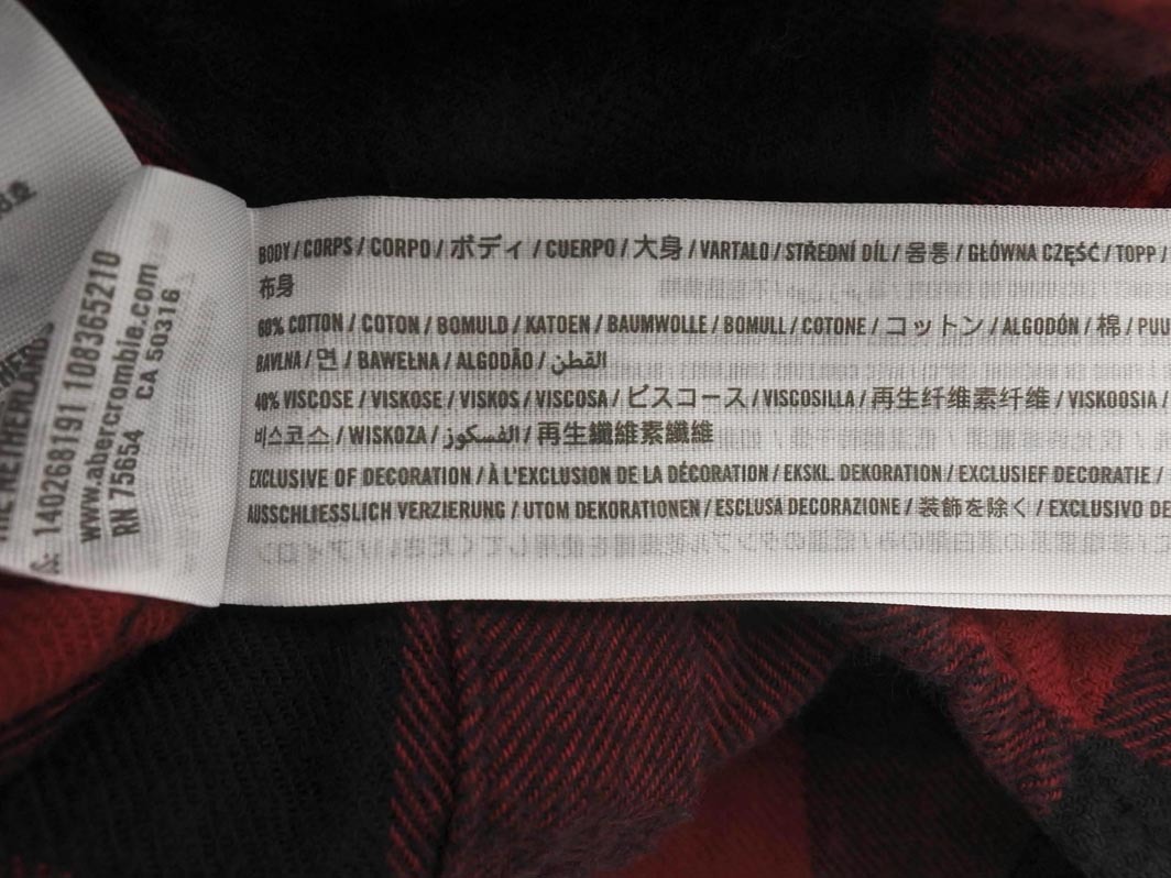 Abercrombie & Fitch アバクロンビー&フィッチ チェック ネル シャツ sizeS/黒x赤 ◇■ ☆ fib7 レディース_画像6