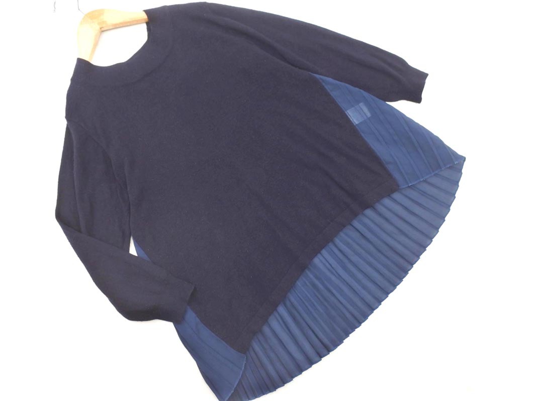 JEANASIS Jeanasis плиссировать переключатель вязаный свитер sizeF/ темно-синий *# * fib7 женский JEANASIS Jeanasis плиссировать переключатель вязаный свитер sizeF/ темно-синий *# * fib7 женский