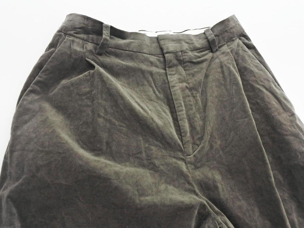 BEAUTY & YOUTH ビューティ&ユース ユナイテッドアローズ ベロア タック ワイド パンツ sizeM/カーキ ◇■ ☆ fib7 レディース_画像3