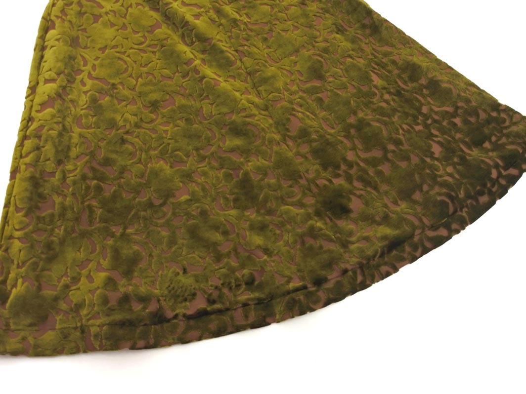 KUMIKYOKU 組曲 ベロア 花柄 フレア スカート size2/カーキ ◇■ ☆ fib7 レディース