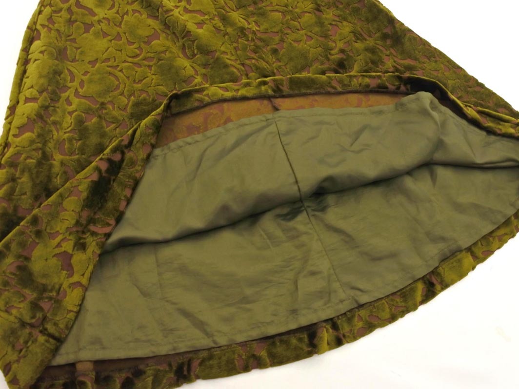 KUMIKYOKU 組曲 ベロア 花柄 フレア スカート size2/カーキ ◇■ ☆ fib7 レディース