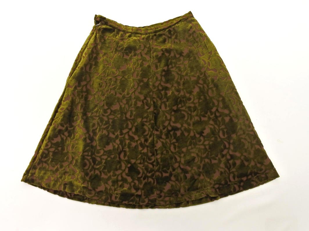 KUMIKYOKU 組曲 ベロア 花柄 フレア スカート size2/カーキ ◇■ ☆ fib7 レディース
