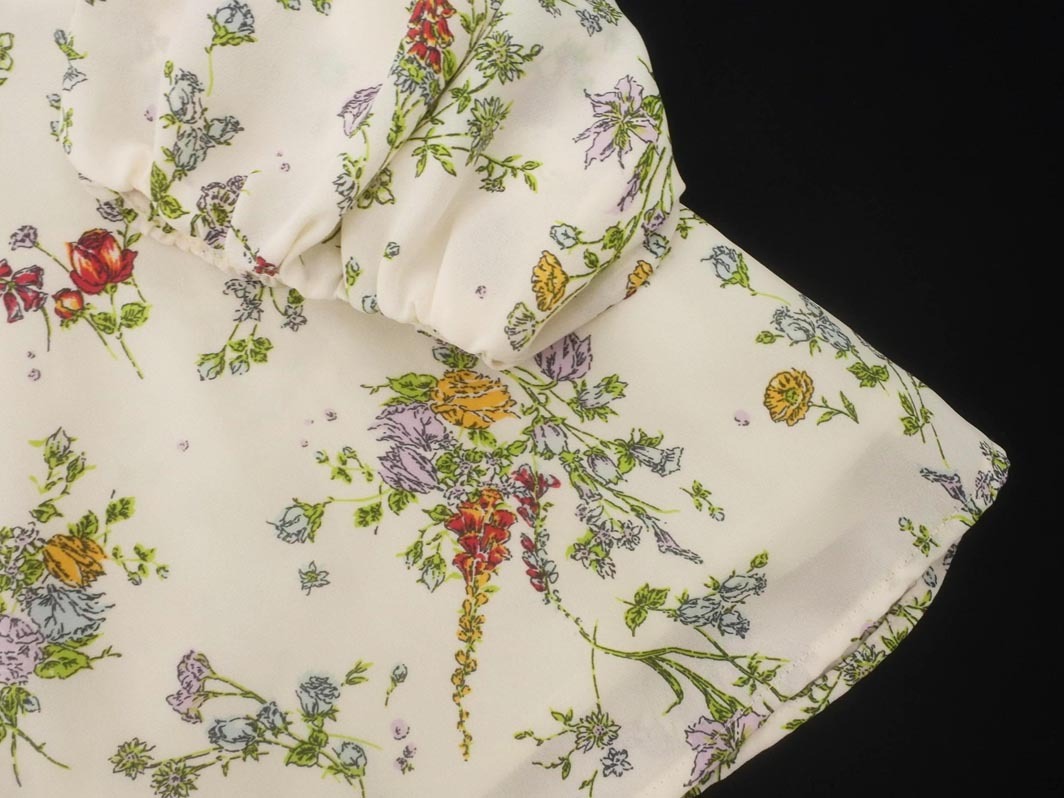 ネコポスOK ナチュラルビューティーベーシック ボタニカル柄 ブラウス シャツ sizeM/オフホワイト ◇■ ☆ fib7 レディース_画像2