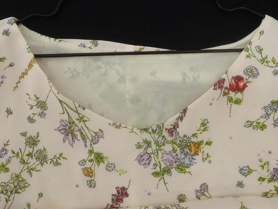 ネコポスOK ナチュラルビューティーベーシック ボタニカル柄 ブラウス シャツ sizeM/オフホワイト ◇■ ☆ fib7 レディース_画像5