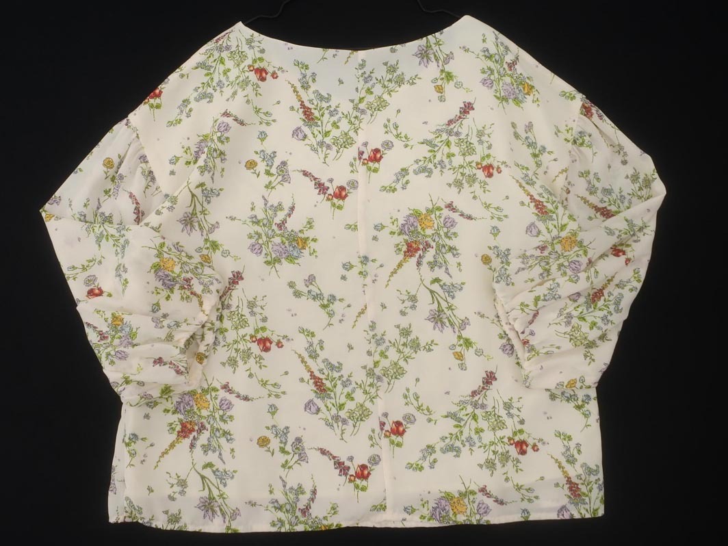 ネコポスOK ナチュラルビューティーベーシック ボタニカル柄 ブラウス シャツ sizeM/オフホワイト ◇■ ☆ fib7 レディース_画像6