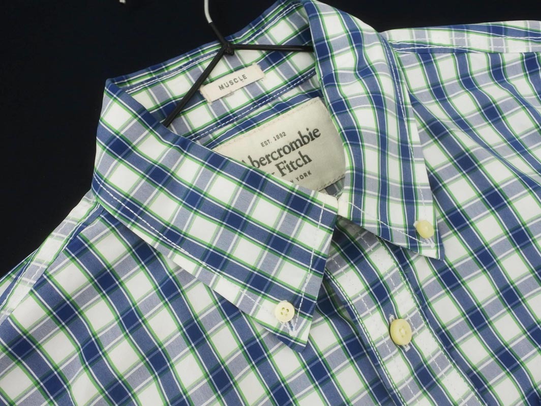 Abercrombie & Fitch アバクロンビー＆フィッチ チェック ボタンダウン シャツ sizeM/紺ｘ緑ｘ白 ◇■ ☆ fib7 メンズ