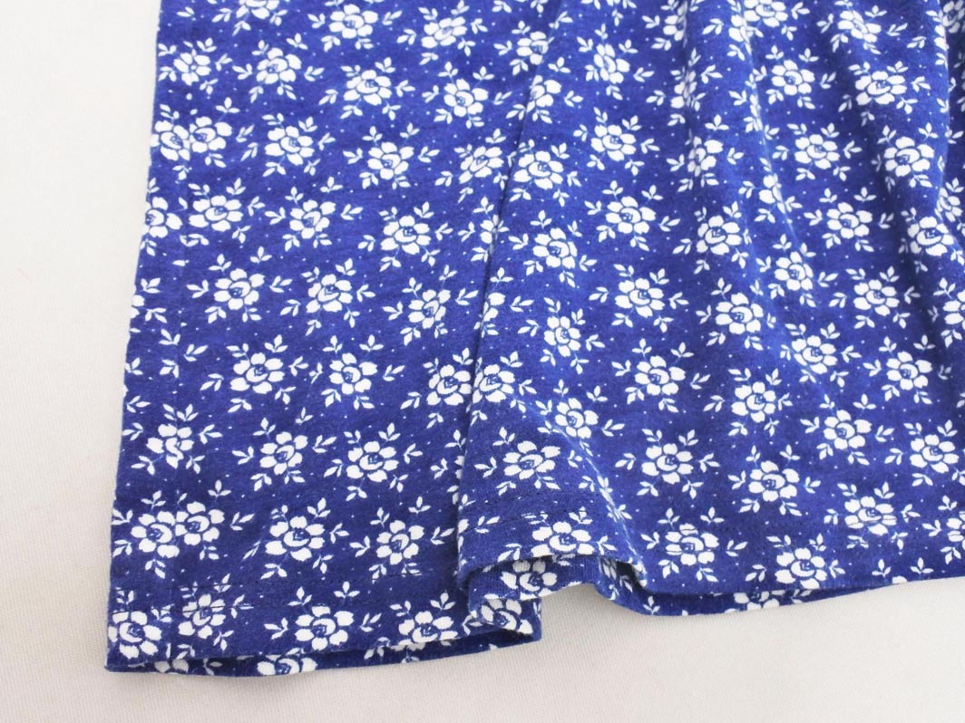 ネコポスOK agnes b アニエスベー 花柄 Aライン 台形 スカート size2/紺 ■◇ ☆ fib9 レディース_画像2