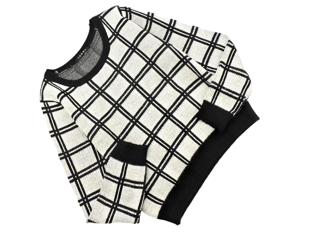 INGNI イング チェック ニット セーター sizeM/白ｘ黒 ◇■ ☆ fib8 レディース_画像1