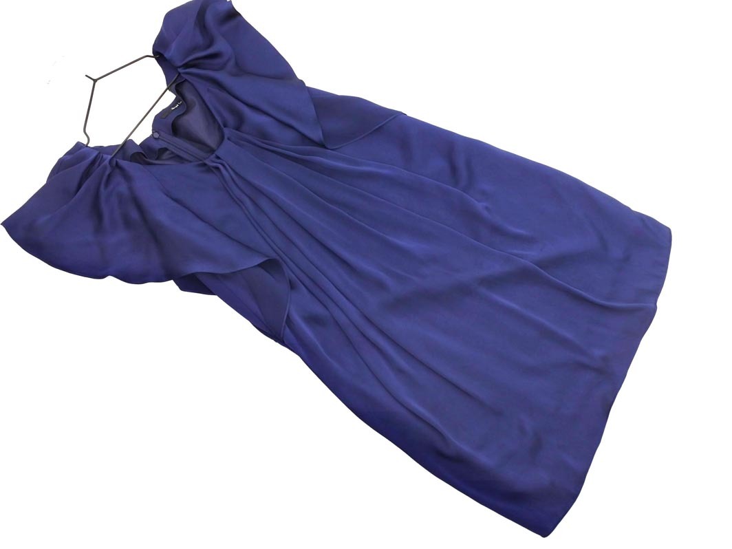 SHIPS シップス little black リトル ブラック ノースリーブ フリル ワンピース sizeS/紺 ■◆ ☆ fib9 レディース