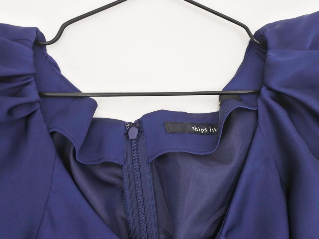 SHIPS シップス little black リトル ブラック ノースリーブ フリル ワンピース sizeS/紺 ■◆ ☆ fib9 レディース