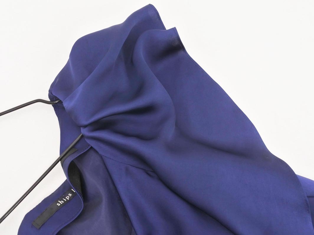 SHIPS シップス little black リトル ブラック ノースリーブ フリル ワンピース sizeS/紺 ■◆ ☆ fib9 レディース