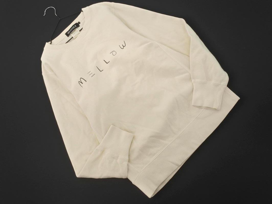 BEAMS T ビームスT 里起毛 プリント トレーナー スウェット sizeS/オフホワイト ◇■ ☆ fib8 レディース