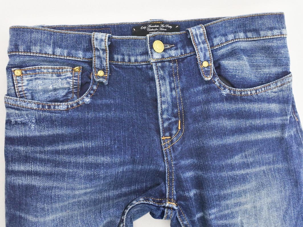 RNA アールエヌエー アニマル柄 裾 ファー クロップド デニムパンツ size2/青 ◇■ ☆ fib9 レディース_画像3