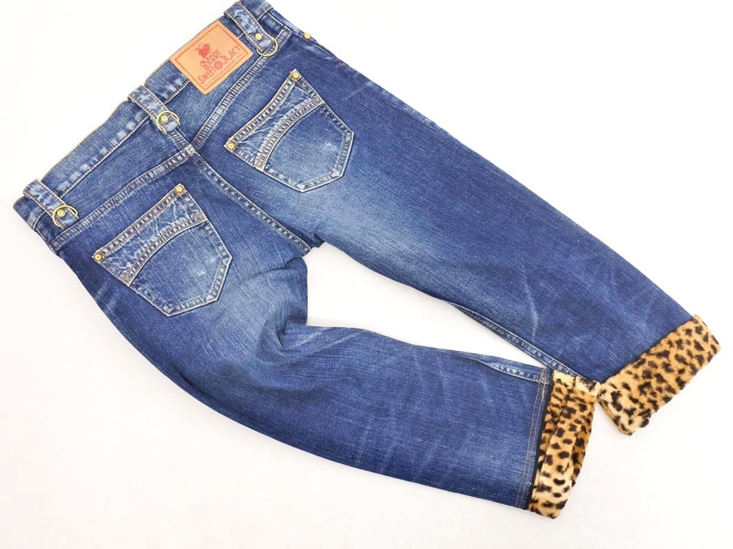 RNA アールエヌエー アニマル柄 裾 ファー クロップド デニムパンツ size2/青 ◇■ ☆ fib9 レディース_画像4