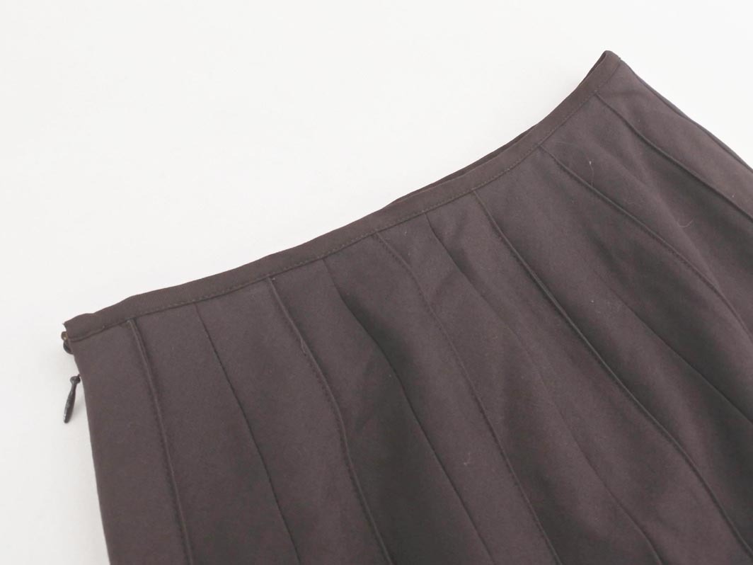 ネコポスOK KUMIKYOKU 組曲 ウール混 タック フレア スカート size1/茶 ◇■ ☆ fib9 レディース