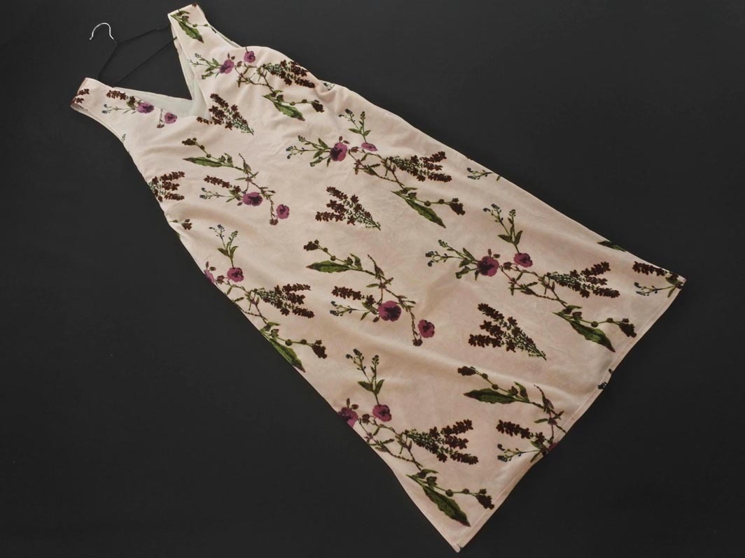 AG by aquagirle-ji-bai Aqua Girl цветочный принт велюр сарафан One-piece sizeM/ розовый бежевый *# * fib8 женский 