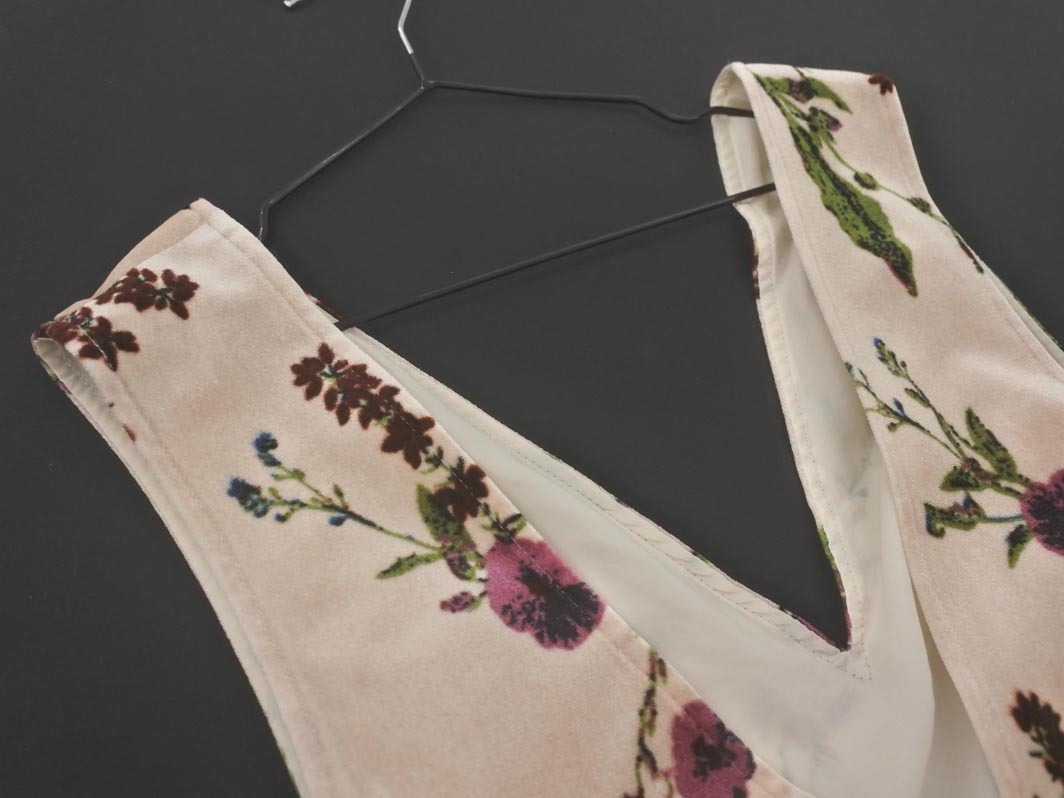 AG by aquagirle-ji-bai Aqua Girl цветочный принт велюр сарафан One-piece sizeM/ розовый бежевый *# * fib8 женский 