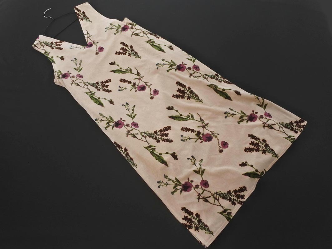 AG by aquagirle-ji-bai Aqua Girl цветочный принт велюр сарафан One-piece sizeM/ розовый бежевый *# * fib8 женский 