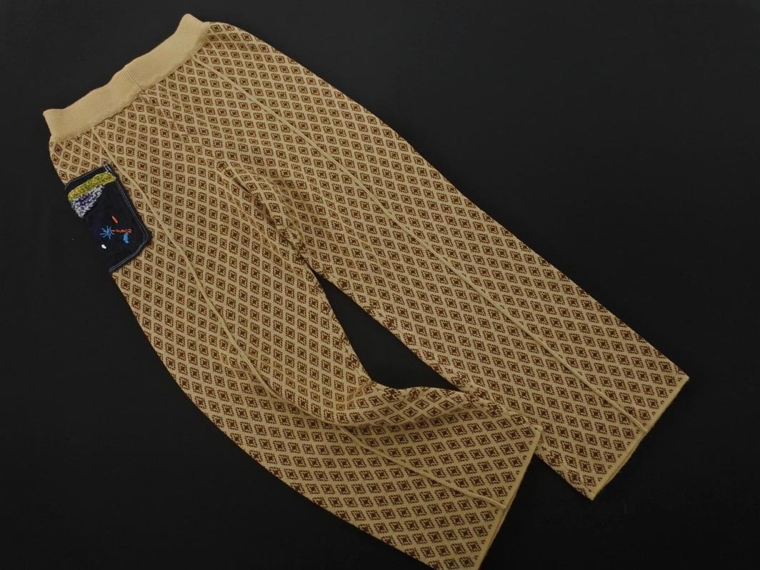 センスオブプレイス アーバンリサーチ 総柄 デニムポケット 刺 ニット イージー パンツ sizeF/ベージュ ◇■ ☆ fic2 レディース_画像1