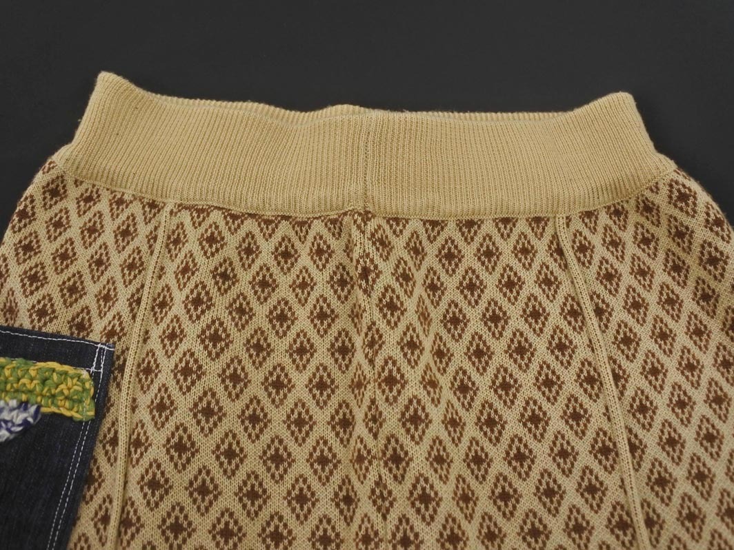 センスオブプレイス アーバンリサーチ 総柄 デニムポケット 刺 ニット イージー パンツ sizeF/ベージュ ◇■ ☆ fic2 レディース_画像3