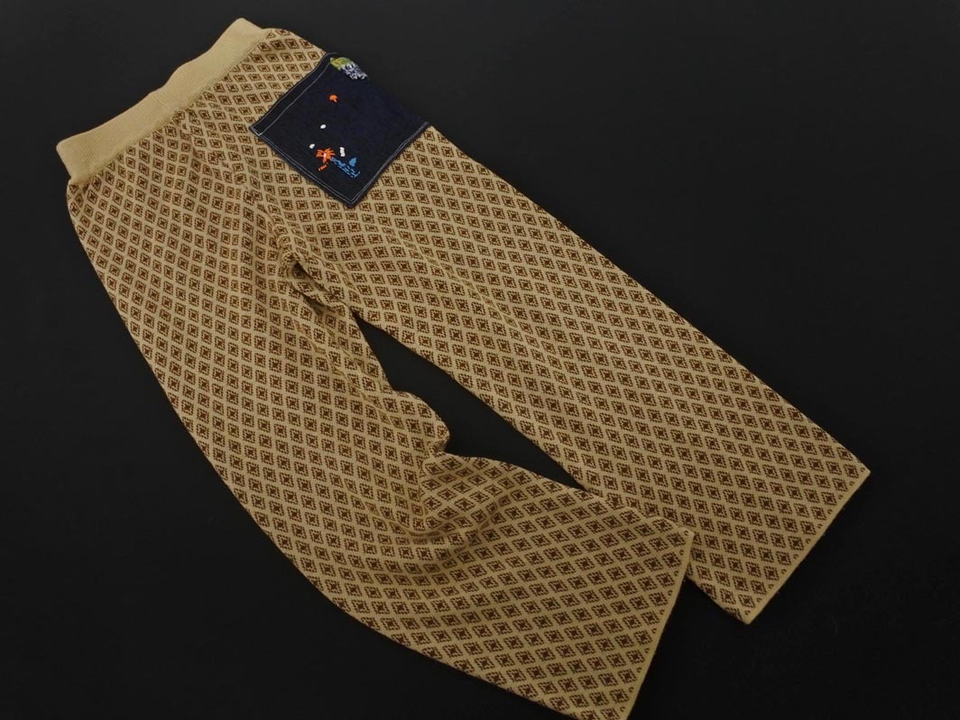 センスオブプレイス アーバンリサーチ 総柄 デニムポケット 刺 ニット イージー パンツ sizeF/ベージュ ◇■ ☆ fic2 レディース_画像4