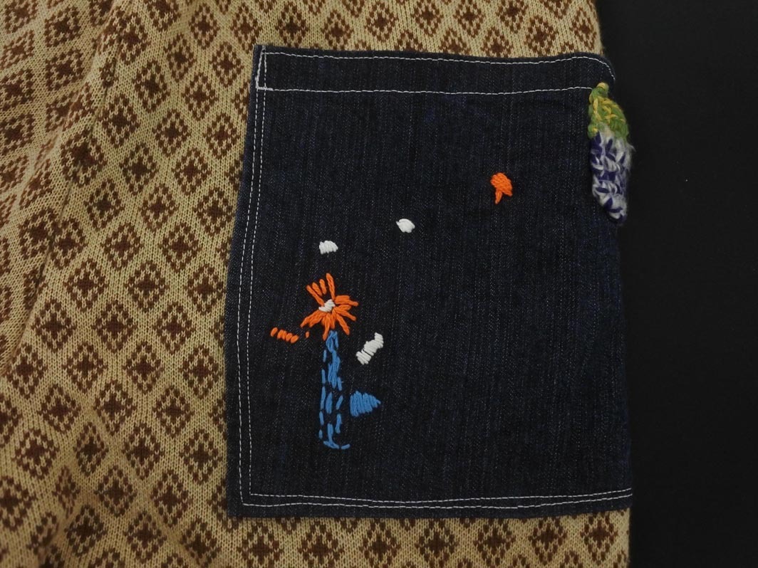 センスオブプレイス アーバンリサーチ 総柄 デニムポケット 刺 ニット イージー パンツ sizeF/ベージュ ◇■ ☆ fic2 レディース_画像6