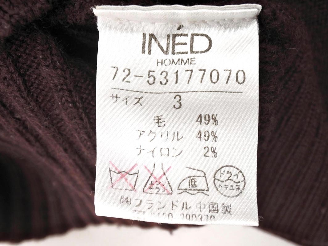 INED イネド HOMME ウール混 ジップアップ ニット ジャケット size3/ボルドー ◇■ ☆ fic2 メンズ_画像5