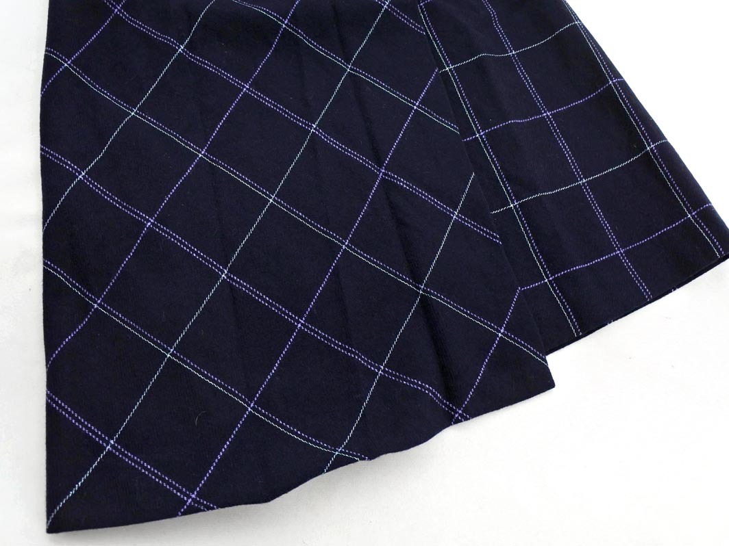 KUMIKYOKU 組曲 ウール混 チェック 巻き ラップ スカート size1/紺 ◇■ ☆ fic2 レディース