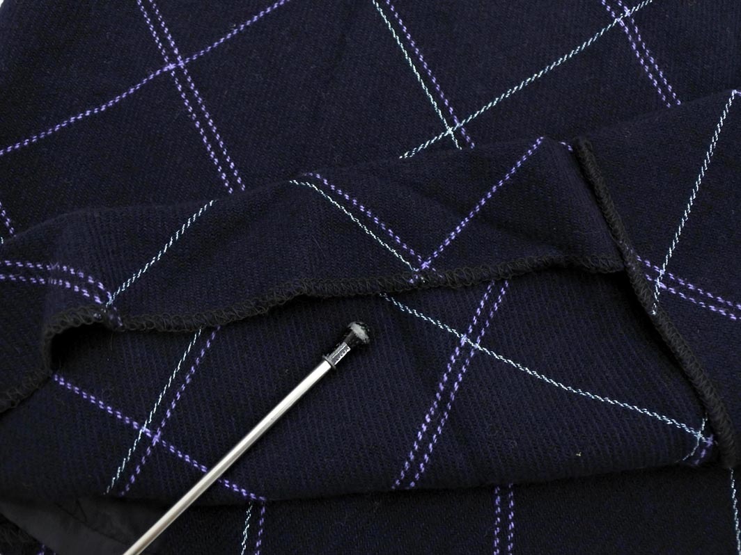 KUMIKYOKU 組曲 ウール混 チェック 巻き ラップ スカート size1/紺 ◇■ ☆ fic2 レディース