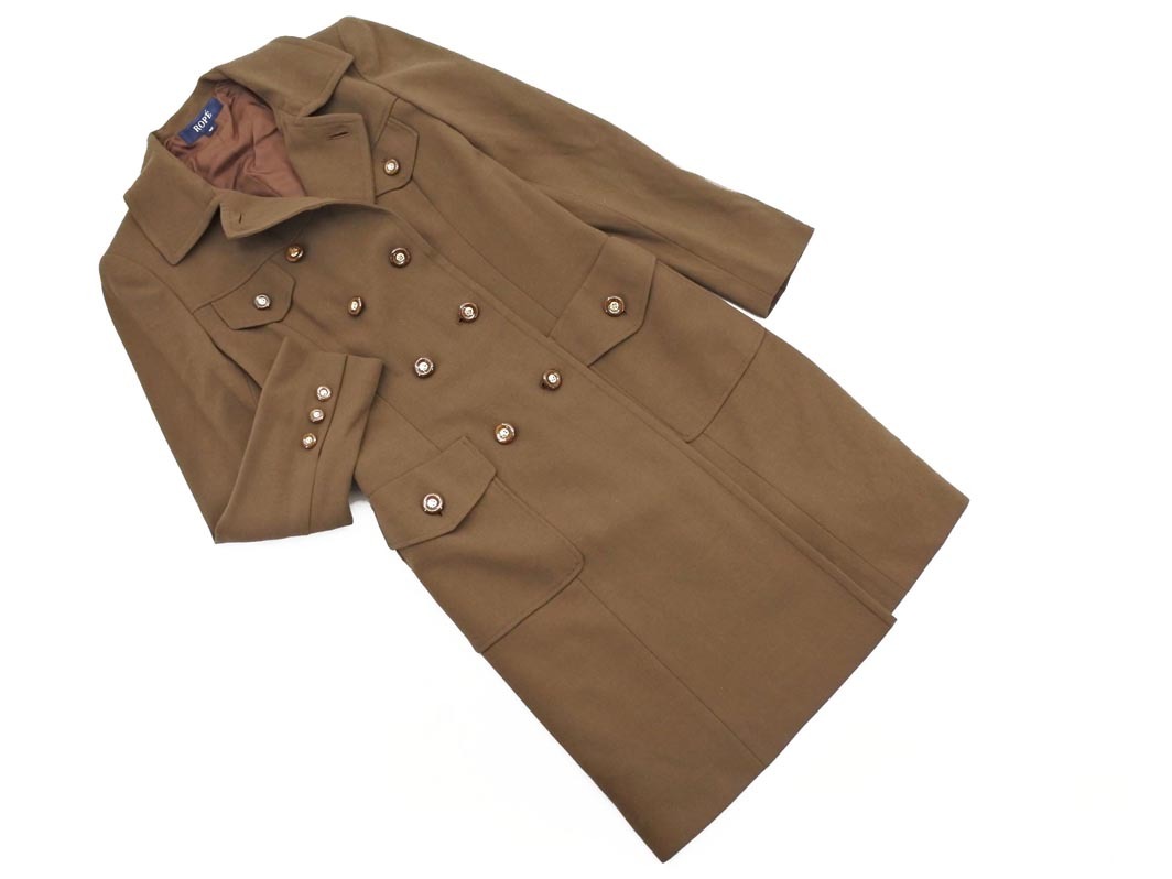 ROPE ロペ ウール100% ステンカラー コート size9AT/茶 ◇■ ☆ fic2 レディース_画像1