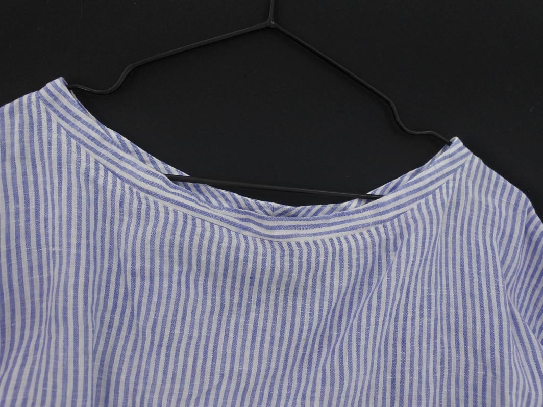 ネコポスOK GYMPHLEX ジムフレックス 大きいサイズ ストライプ ブラウス シャツ size14(M)/白ｘ青 ◇■ ☆ fic2 レディース_画像2