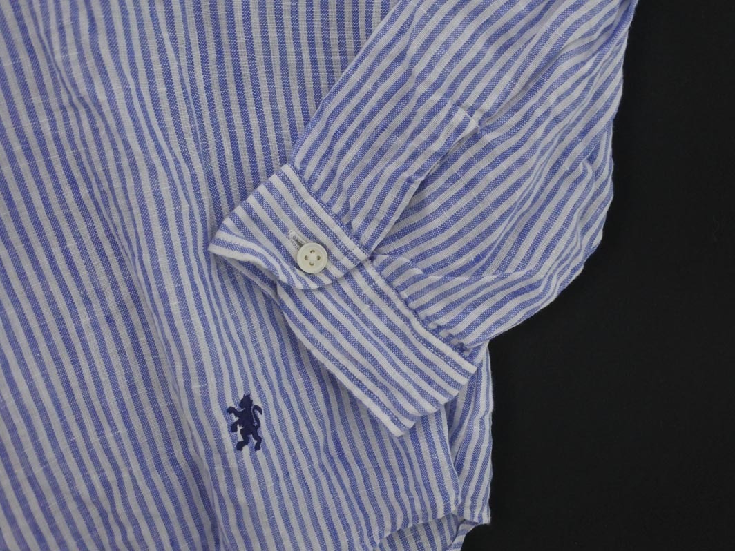 ネコポスOK GYMPHLEX ジムフレックス 大きいサイズ ストライプ ブラウス シャツ size14(M)/白ｘ青 ◇■ ☆ fic2 レディース_画像3