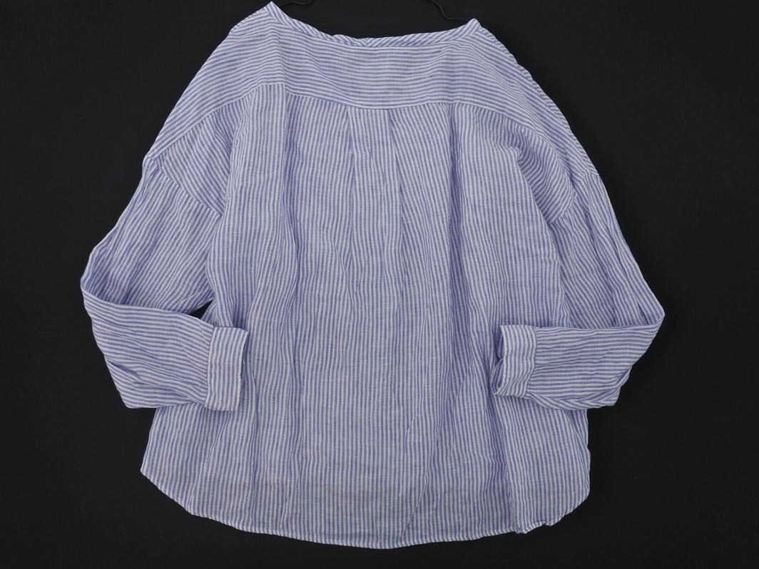 ネコポスOK GYMPHLEX ジムフレックス 大きいサイズ ストライプ ブラウス シャツ size14(M)/白ｘ青 ◇■ ☆ fic2 レディース_画像5