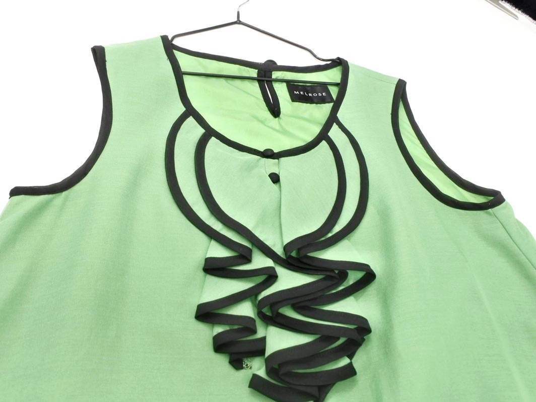 ネコポスOK MELROSE メルローズ フリル ノースリーブ ワンピース size3/緑 ■◆ ☆ fic2 レディース_画像3