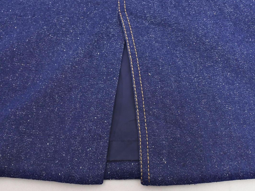 LEONARD レオナール シルク100% 花柄刺繍 タイト スカート size72/濃紺 ■■ ☆ fic4 レディース