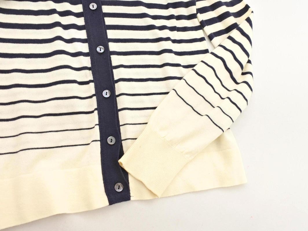 JOHN SMEDLEY ジョンスメドレー ボーダー カーディガン sizeS/紺ｘアイボリー ◇■ ☆ fic4 レディース_画像2
