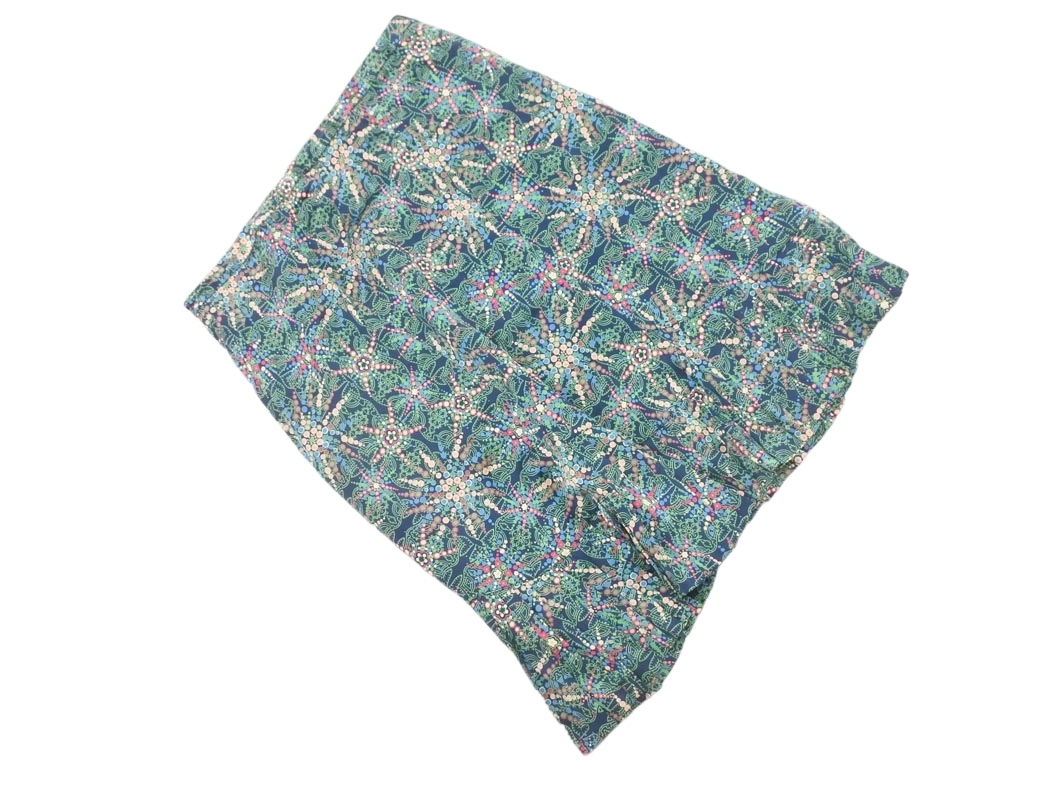 MARC JACOBS マークジェイコブス シルク100% 総柄 スカート size4/紺 ■■ ☆ fic4 レディース_画像1